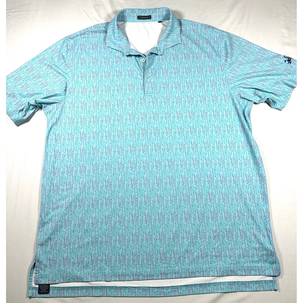 Turtleson Mens 2XL Golf Polo Shirt Blue Golf Club Print Performance Stretch